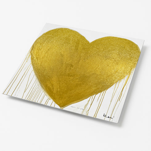 Heart of Gold Drippy Heart wall art print artwork - Shop minimalist artwork for the living room decor by Kerri Rosenthal