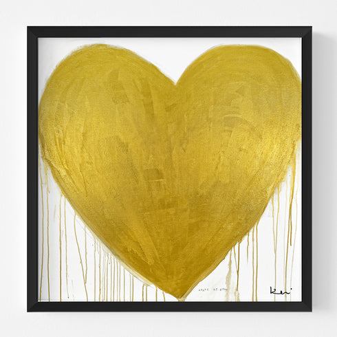 Heart of Gold Drippy Heart wall art print artwork - Shop minimalist artwork decor for the living room by Kerri Rosenthal
