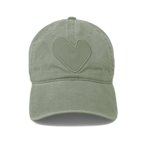 The heart patch green baseball cap hat in 100% cotton - Cute baseball cap hats for womens by Kerri Rosenthal