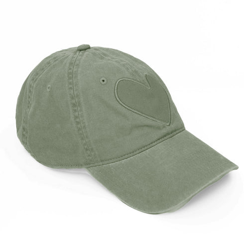 The heart patch green baseball cap hat in 100% cotton - Cute baseball cap hats for womens by Kerri Rosenthal
