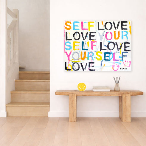 Hello I Love Me Horizontal word wall art print - Shop unique wall artwork decor for home decor by Kerri Rosenthal