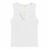Kerri Rosenthal KR Henley Tank in white cotton with button placket and embroidered heart.