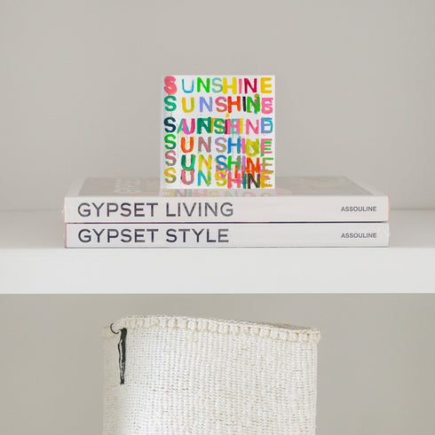 Here Comes The Sun Block of Love by Kerri Rosenthal. Blocks of Love are signed, mini editions of Kerri Rosenthal's word artwork mounted on 3/4" plexiglass acrylic block