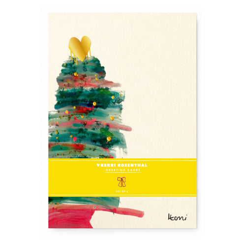 Holiday Cake Tree Card (6-Pack) by Kerri Rosenthal, a colorful boxed set of 6 holiday greeting cards, alternate view