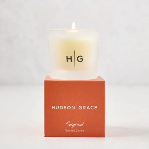Sold at Kerri Rosenthal, the signature Hudson Grace scent. Hand-poured in the USA with Mexican tuberose, Indian jasmine, and Moroccan orange flower. Pure soy wax, cotton wick, 60-hour burn time. The perfect luxury candle gif