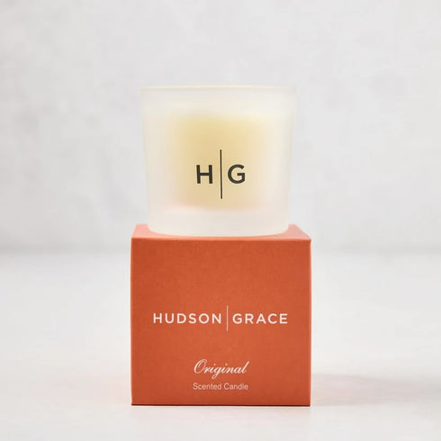 Sold at Kerri Rosenthal, the signature Hudson Grace scent in votive. Hand-poured in the USA with Mexican tuberose, Indian jasmine, and Moroccan orange flower. Pure soy wax, cotton wick, 60-hour burn time. The perfect luxury candle gif