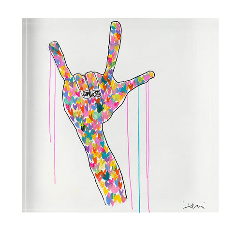 I Love You Block of Love by Kerri Rosenthal. Blocks of Love are signed, mini editions of Kerri Rosenthal's artwork mounted on 3/4" plexiglass acrylic block