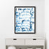 I Love You So indigo blue word art print by Kerri Rosenthal - Unique artwork for living room wall decor