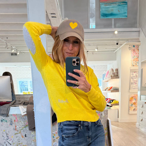 The heart patch sand beige baseball cap hat in 100% cotton - Shop cute baseball caps hats for women by Kerri Rosenthal