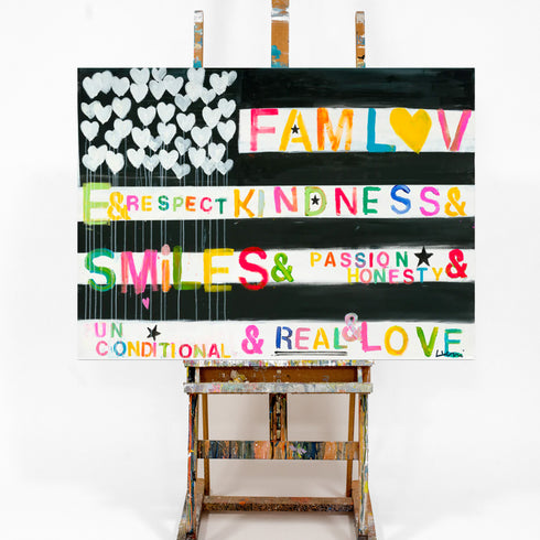 In Love We Trust Original Painting inspired home interiors for modern living spaces by Kerri Rosenthal