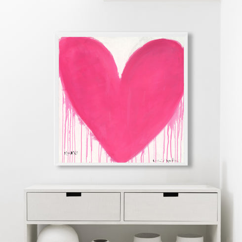 In My Heart Pink Art Print Artwork by Kerri Rosenthal for living room wall decor