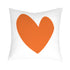 Imperfect Heart Decorative Throw Pillow - White linen with orange heart, cute throw pillows for home decor made in USA by Kerri Rosenthal