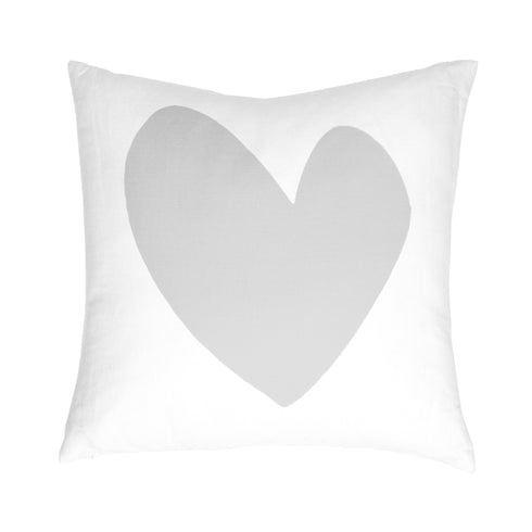 Imperfect Heart Throw Pillow - square decorative pillow with grey heart made in USA by Kerri Rosenthal