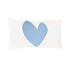 Imperfect Heart Throw Pillow - White with blue heart design decorative pillow. Rectangular lumbar shape. made in USA by Kerri Rosenthal