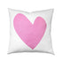 Imperfect Heart Throw Pillow - White Linen with pink heart design cute decorative pillows. Square shape. Made in USA by Kerri Rosenthal
