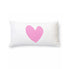 Imperfect Heart Throw Pillow - White with pink heart design decorative pillow. Cute throw pillows for home decor. Available in rectangular lumbar shape. Made in USA by Kerri Rosenthal