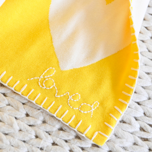 Bright Yellow and White Imperfect Heart soft cotton cashmere blend throw blanket - blankets by Kerri Rosenthal