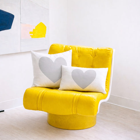 Imperfect Heart Throw Pillow - White with grey hearts decorative throw pillow. Available in square or lumbar made in USA by Kerri Rosenthal