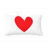 white lumbar decorative throw pillow with red imperfect heart