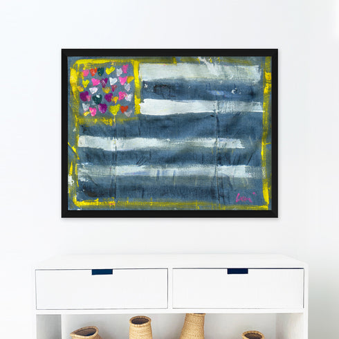 In Love We Trust So Much wall art print - Unique flag artwork gifts for living room, bedroom or any space wall art decor by Kerri Rosenthal