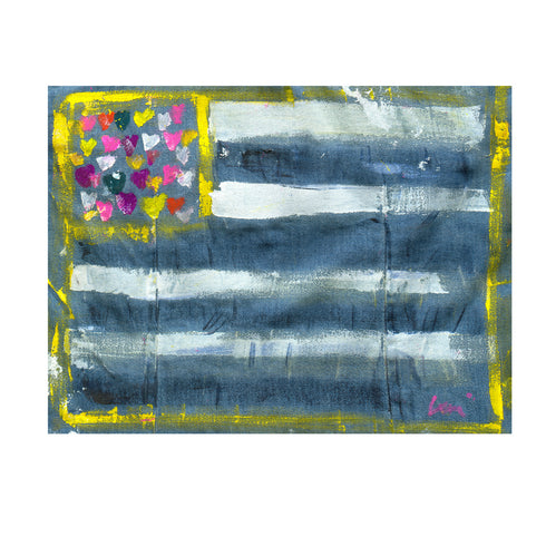 In Love We Trust So Much, was originally painted by Kerri Rosenthal. This original flag is a declaration of the heart, unique wall art, and original artwork