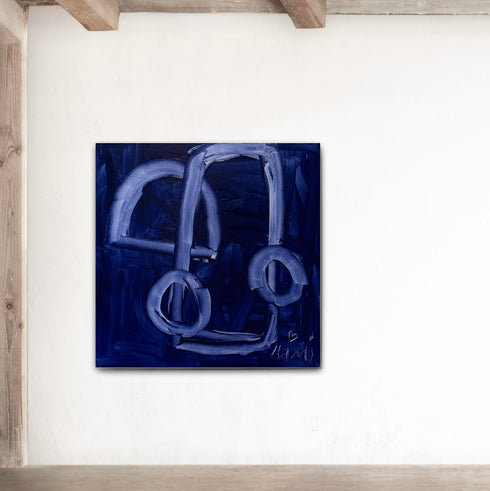 In The Mood, blue original painting on stretched canvas - Unique original artwork gifts for the living room, bedroom or any space home decor by Kerri Rosenthal