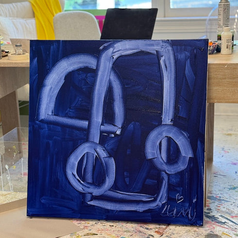 In The Mood, blue original painting on stretched canvas - Unique original artwork gifts for the living room, bedroom or any space home decor by Kerri Rosenthal