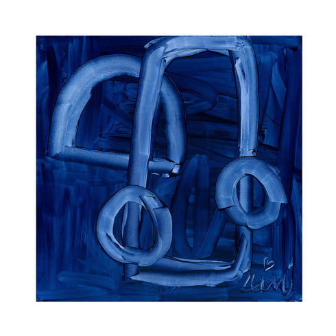 In The Mood, blue stretched canvas wall art print. Unique artwork for living room wall decor by Kerri Rosenthal