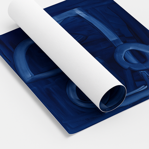 In The Mood, blue stretched canvas wall art print. Unique artwork for living room wall decor by Kerri Rosenthal