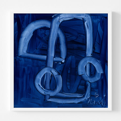 In The Mood, blue stretched canvas wall art print. Unique artwork for living room wall decor by Kerri Rosenthal