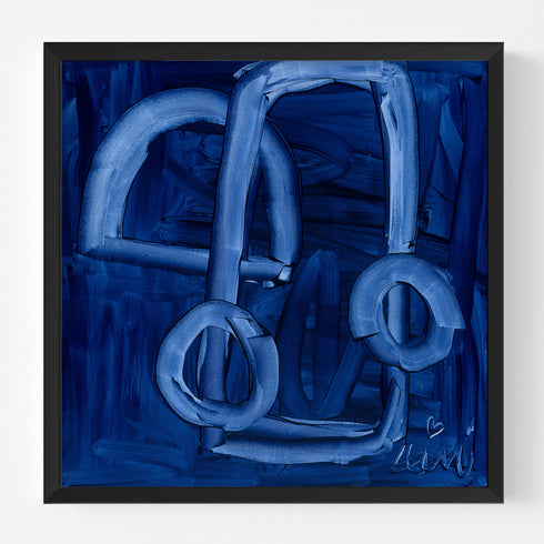 In The Mood, blue stretched canvas wall art print. Unique artwork for living room wall decor by Kerri Rosenthal