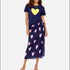 Ikat heart navy blue sarong coverup in cotton crepe with navy blue tee - Shop women's cute sarongs by Kerri Rosenthal