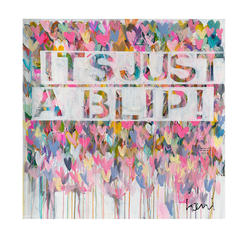 It's Just A Blip Block of Love Acrylic Mini Art Artwork by Kerri Rosenthal's artwork mounted on 3/4" plexiglass acrylic block