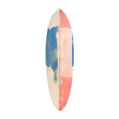 Jolly Rancher — hand-painted surfboard by Kerri Rosenthal, vertical canvas of candy-bright multicolor brushstrokes, signed by Kerri