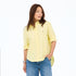 Jack Oxford cotton yarn-dyed yellow button-up shirt with 'Love' and heart embroidery - Cute women's button-up shirts by Kerri Rosenthal