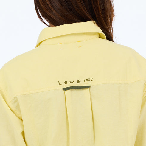 Jack Oxford cotton yarn-dyed yellow button-up shirt with 'Love' and heart embroidery - Cute women's button-up shirts by Kerri Rosenthal