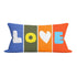 Jackpot colorful throw pillow in rectangular lumbar with LOVE written on it by Kerri Rosenthal