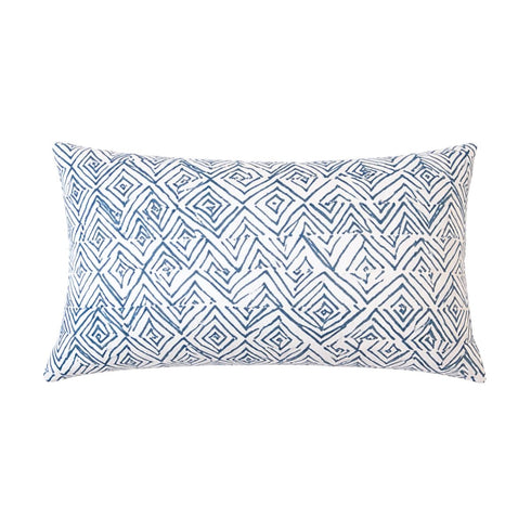 Jayney Indigo blue zig-zag cute decorative rectangular lumbar throw pillow by Kerri Rosenthal