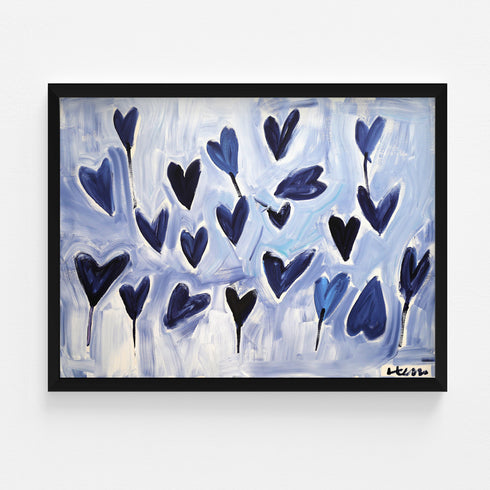 Just add water, blue and grey wall art print. Perfect for living room or home decor - Modern contemporary wall artwork by Kerri Rosenthal