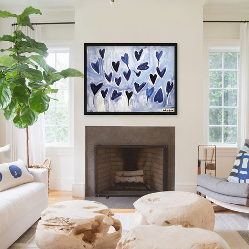 Just add water, blue and grey wall art print. Perfect for living room or home decor - Modern contemporary wall artwork by Kerri Rosenthal