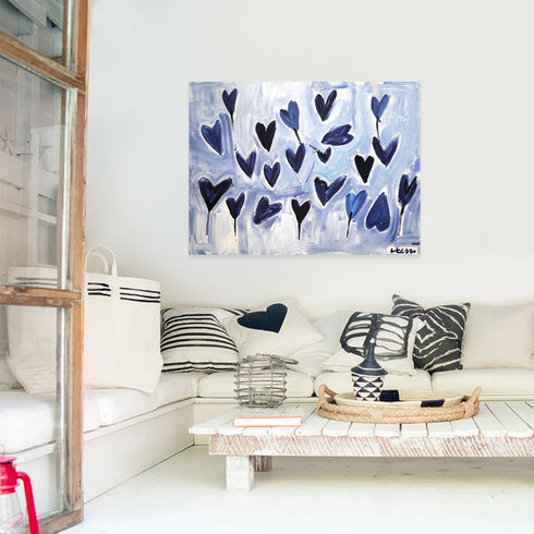 Just add water, blue and grey wall art print. Perfect for living room or home decor - Modern contemporary wall artwork by Kerri Rosenthal
