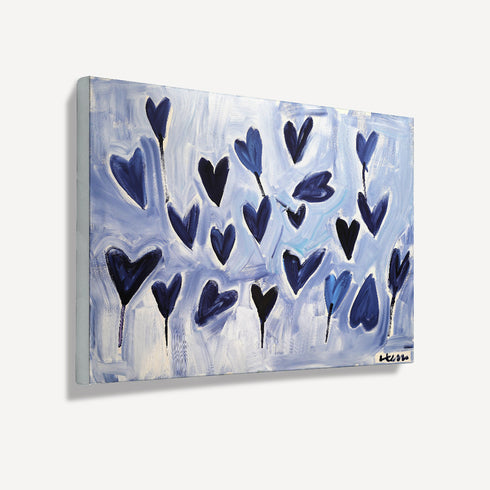 Just add water, blue and grey wall art print. Perfect for living room or home decor - Modern contemporary wall artwork by Kerri Rosenthal