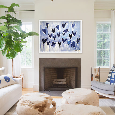 Just add water, blue and grey wall art print. Perfect for living room or home decor - Modern contemporary wall artwork by Kerri Rosenthal