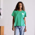 short sleeve grass green tee with white imperfect drippy heart graphic tees - cute t-shirts by Kerri Rosenthal