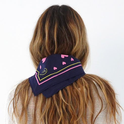 Drippy heart navy blue bandana in 100% cotton - Shop women's cute cotton bandanas by Kerri Rosenthal