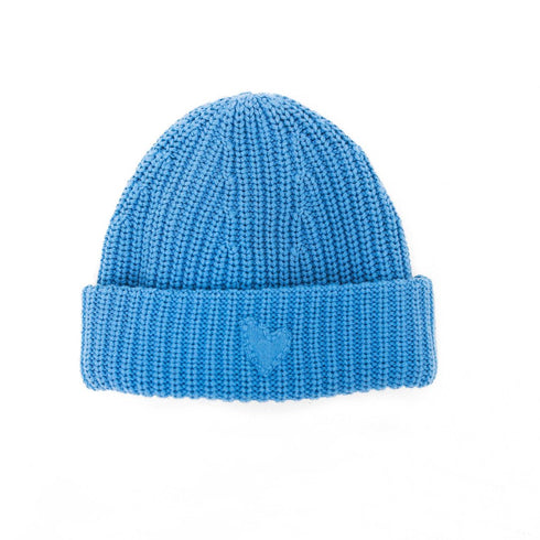 KR Classic Beanie Heart Patch Blue Hat - Cute beanie hat by Kerri Rosenthal