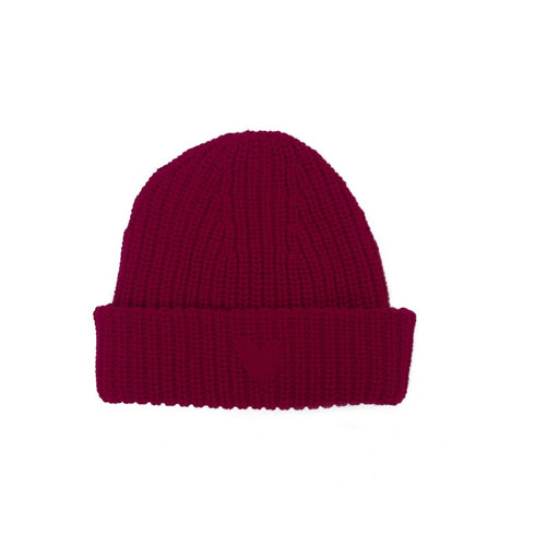 KR Classic Beanie Heart Patch Burgundy Hat - Cute beanie hat by Kerri Rosenthal