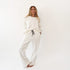 Studio white sweatshirt with white sweatpants in cotton - Women’s white crew neck sweatshirts by Kerri Rosenthal