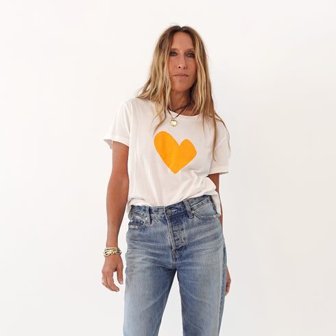 Suke Imperfect white heart tee shirt in 100% cotton - Shop women's cute graphic tees by Kerri Rosenthal