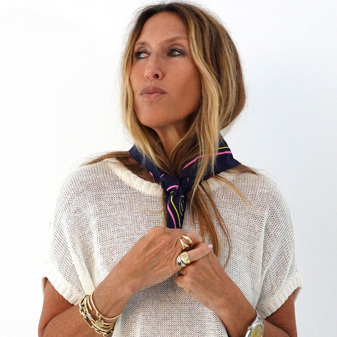 Drippy heart navy blue bandana in 100% cotton - Shop women's cute cotton bandanas by Kerri Rosenthal
